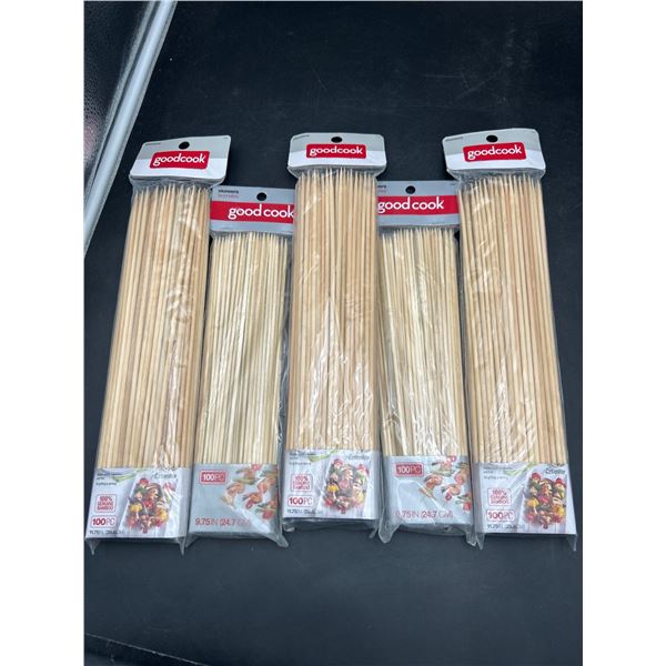 Goodcook Bamboo Skewers – 5 Packs of 100 Skewers, 9.75 Inch and 11.75 Inch Length