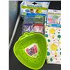 Image 3 : Lot of Kitchen Items Including Dish Cloths, Icing Set,  Portion Containers, and Strawberry-shaped Bo