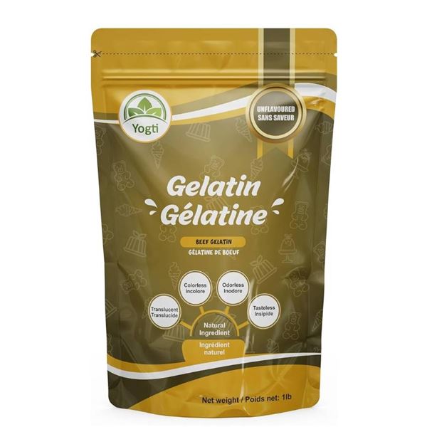 Yogti Beef Gelatin Powder, 1 lb (454g), Natural Ingredient