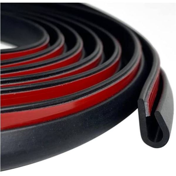 Rubber Edge Trim Weather Stripping Self-Adhesive Rubber U Channel Edge Trim for Car Doors, Hatches, 