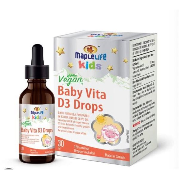 MapleLife Kids Vegan Baby Vita D3 Drops 30ml, 400 IU Per Serving