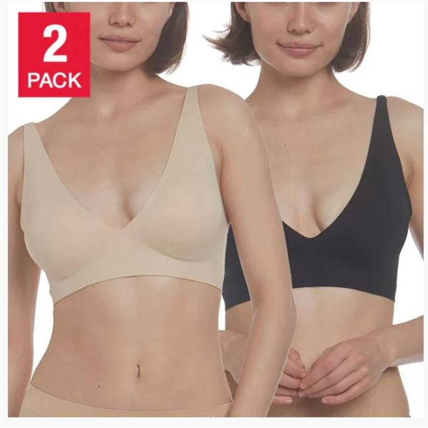 Splendid 2-Pack Gel Bonded Plunge Bras, Size M/M