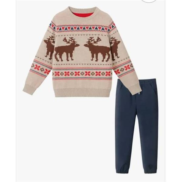 Andy & Evan Sweater with Deer Motif and Pants Set Size 7