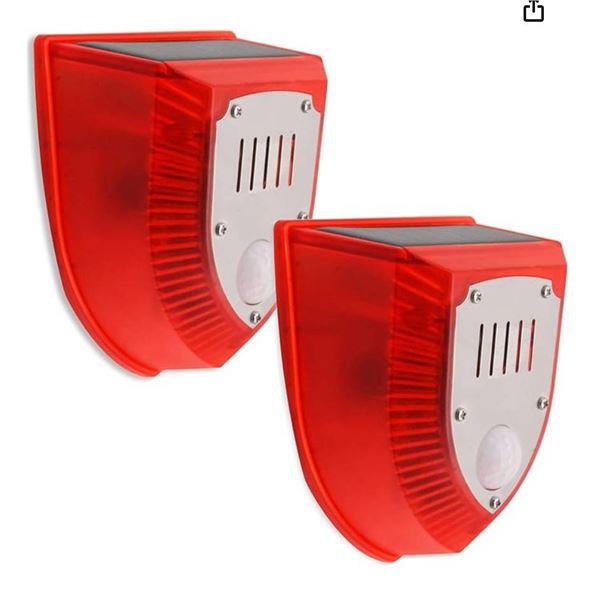 Keeda Solar Strobe Light 129 dB With LED And Sound, 2-Pack