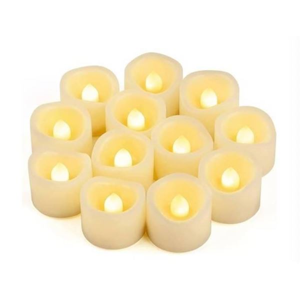 Lot of 4 LED Tealight Candles with Flickering Light Effects, Pack of 12