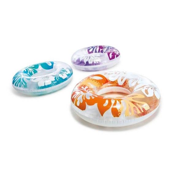 Lot of 4 – Intex Clear Color Pool tube with Tropical Print, Age 9+