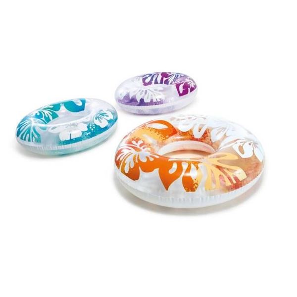 Lot of 4 – Intex Clear Color Pool tube with Tropical Print, Age 9+