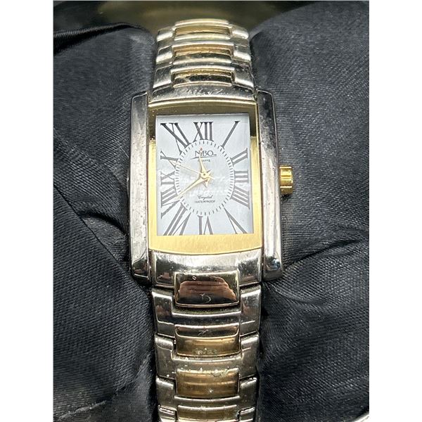 Nibo Titanium Two-Tone Rectangular Wristwatch with Roman Numerals