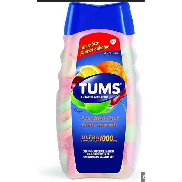 TUMS Extra Strength Antacid Tablets, Assorted Fruit, Ultra 1000mg, 160 Tablets