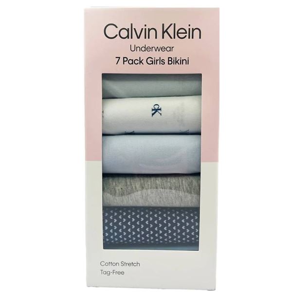 Calvin Klein 7 Girls Bikinis, L/G (10/12), Cotton Stretch