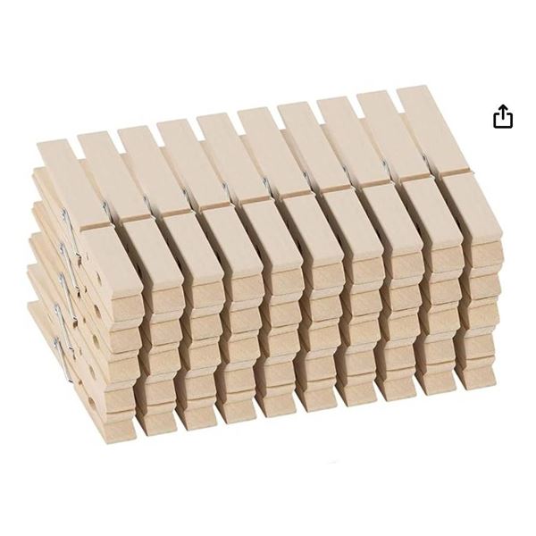 Lot of 2 – Pack of 50 Wooden Clothespins in a Natural Wood Finish