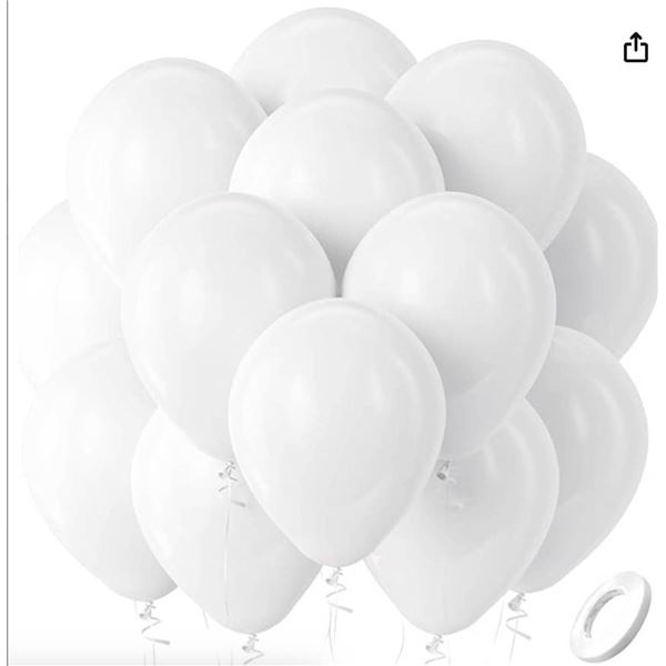 Lot of 3 – Bulk White Balloons With Ribbon