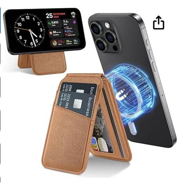 Tieszen Magnetic Wallet for MagSafe, Brown, with Adjustable Stand