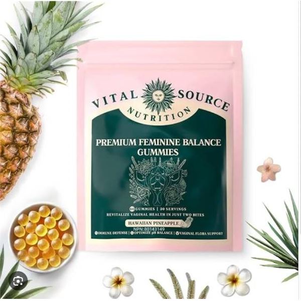 Vital Natural Premium Feminine Balance Gummies Hawaiian Pineapple Flavor – 60 Count
