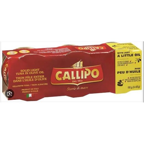 Callipo Solid Light Tuna in Olive Oil 195g 2x(3x65g)