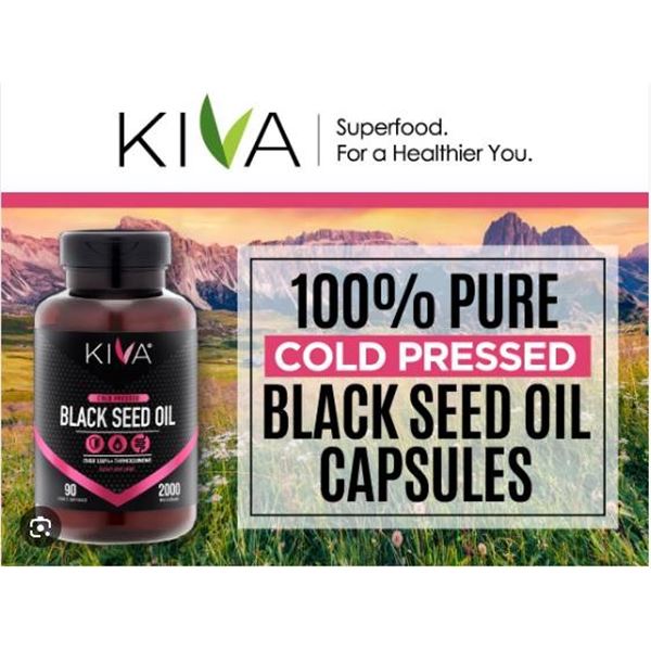 Kiva Cold-Pressed Black Seed Oil – 2,000 mg, 90 Veggie Capsules
