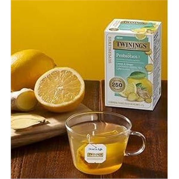 Twinings Superblends Probiotics+ Lemon & Ginger Flavoured Herbal Tea, 16 Tea Bags