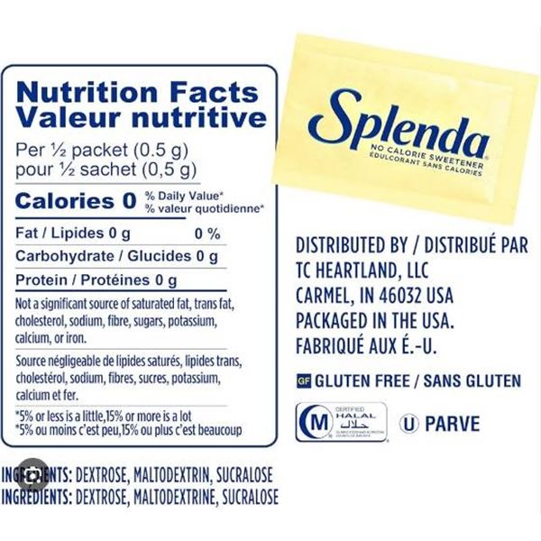 Splenda No Calorie Sweetener 200 Packets with Sucralose