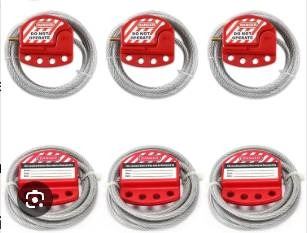 Lot of 6 QWORK Lockout Tagout Cable Lock, 4 Pack Adjustable Steel Vinyl ...
