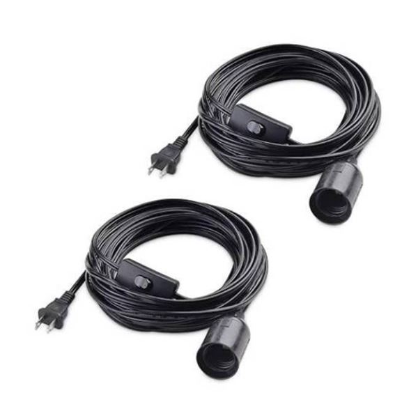 Cable Matters 2-Pack Hanging Light Cord with Switch – 25ft, Pendant Light Cord with Plug, B