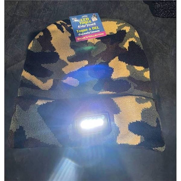 Lot of 4 Camouflage Knit Beanies with LED Head Light