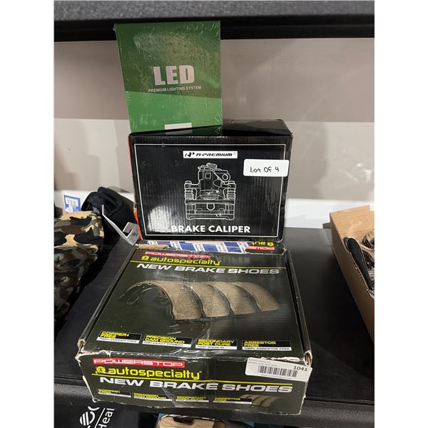Lot of Automotive Parts Lot: Brake Caliper, Brake Shoes, LED Lighting System