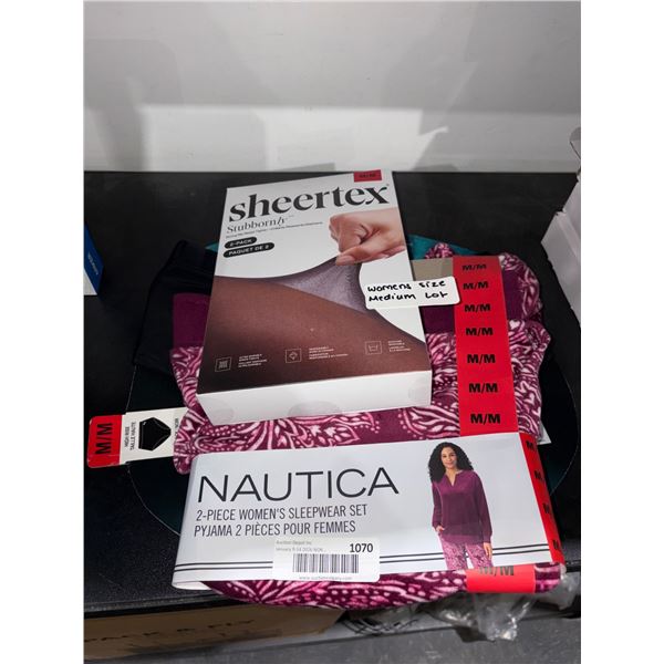 Assorted Women’s Clothing Lot: Sheertex Hosiery Set, Nautica Sleepwear, and Women’