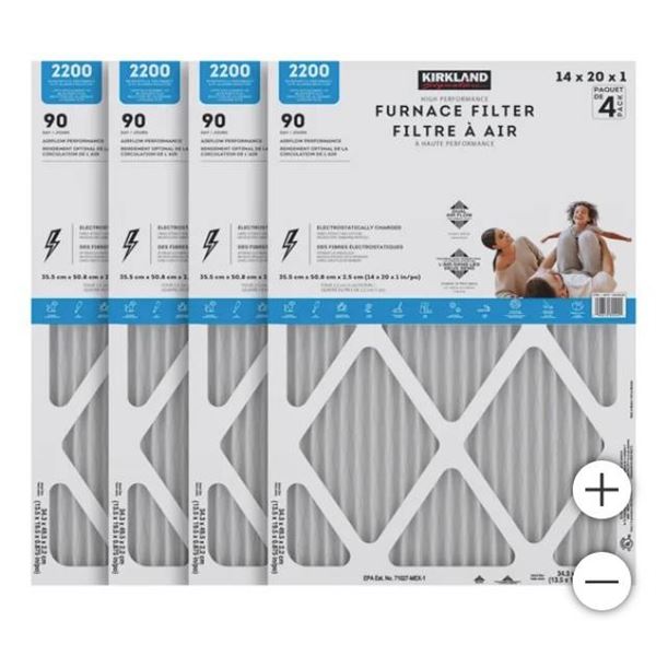 Kirkland High-Performance Furnace Filter, 16 x 25 x 1, 4-Pack