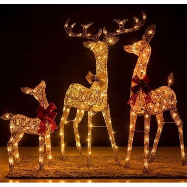 56” X 46” X 13” Christmas Deer Family Decorations Set