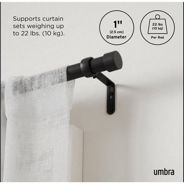 Umbra 2-Pack Matte Black Adjustable Curtain Rods