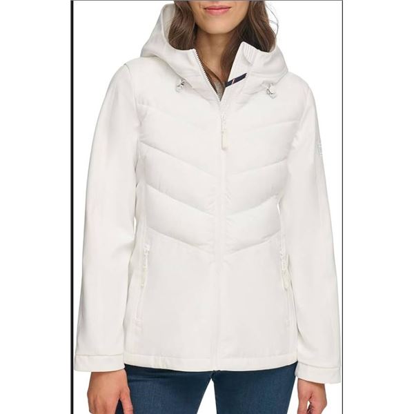 Tommy Hilfiger Women’s XS White Hooded Jacket with Zippered Front