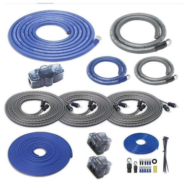 Recoil RCK0D True 0 Gauge Car Audio Dual Amplifiers CCA Wiring Installation Kits with OFC RCA Cable