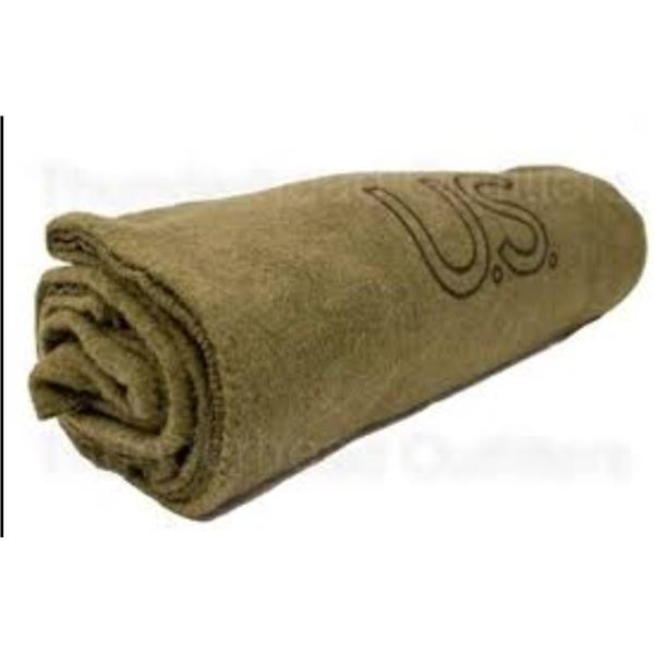 Lot of 2 – Rothco Wool Blankets, 62 x 80 in Grey and Green