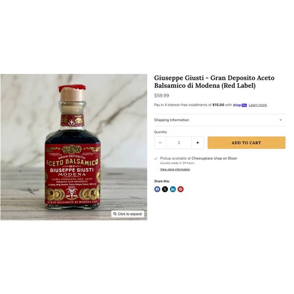 Aceto Balsamico di Modena Giuseppe Giusti Gran Deposito
