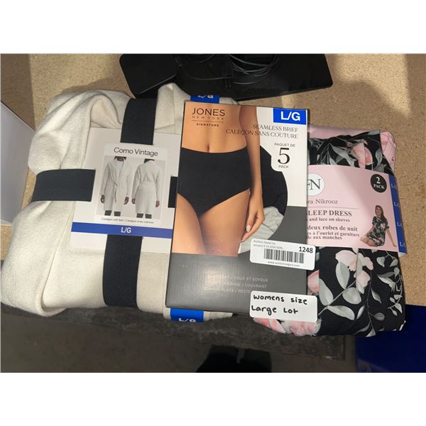 Women’s Large Size Apparel Lot Featuring Sleepwear and Briefs