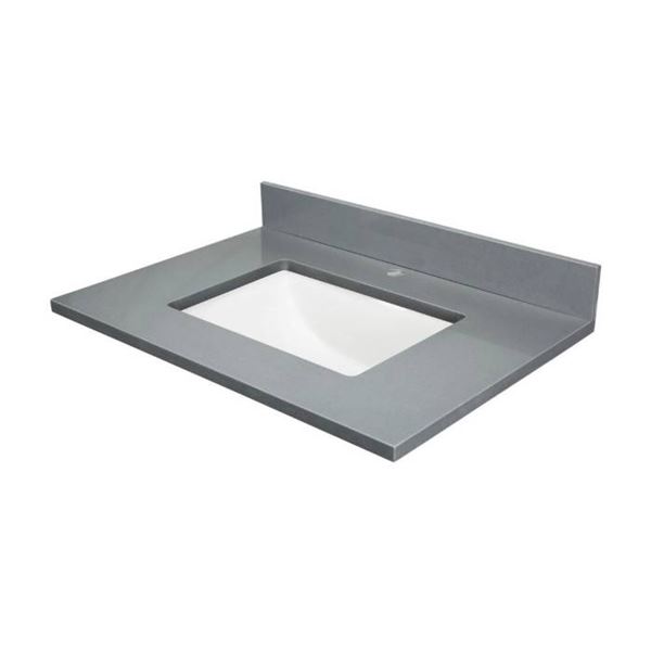 Sera Quartz Bathroom Countertop with Integrated Sink