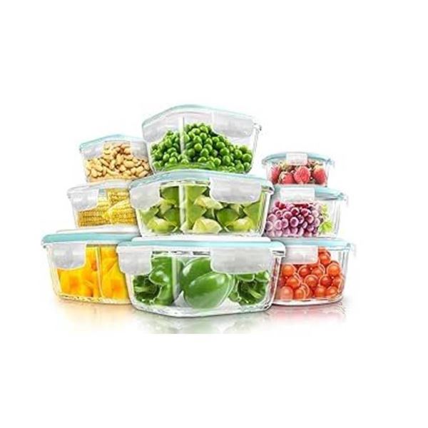 Kichly UK0966 Glass Food Container Set with 18-Piece Airtight Lids