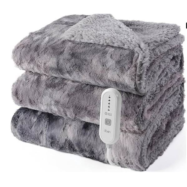 Berkshire Luxe Faux Fur Heated Throw Blanket with Controller