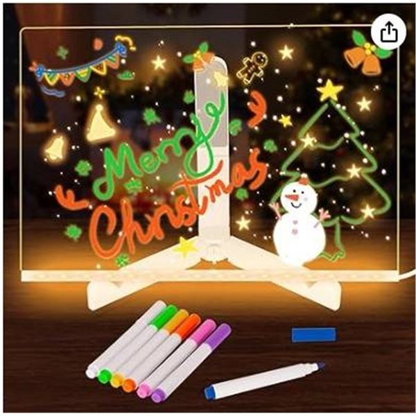 LOT OF 7 –  Led Drawing Board, LED Note Board with 7 Color Pen, Light Up Drawing Memo Board