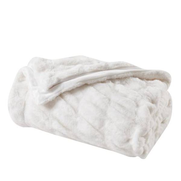 Roots Home Faux Fur Blanket, 152 cm x 203 cm, White