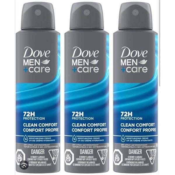 Dove Men+Care Antiperspirant Spray 3-Pack, 107g Each