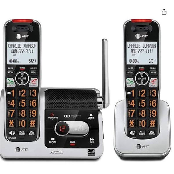 AT&T BL102-2 DECT 6.0 Cordless Phone System With Smart Call Blocker