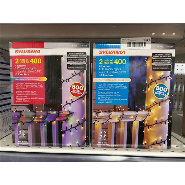 2 Sylvania 400 Multicolor and Clear LED String Lights