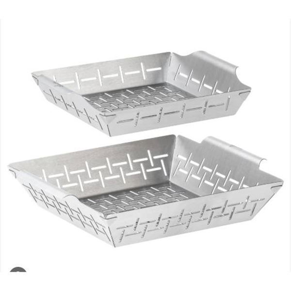 Lagostina Stainless Steel BBQ Basket Set, Includes Large and Small Baskets