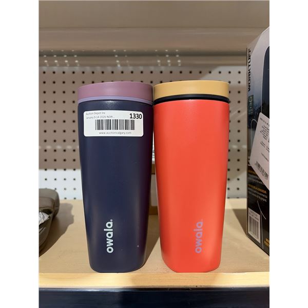Lot of 2 – Owala 20 oz/590 mL Insulated Stainless Steel Tumblers with Twist Lid