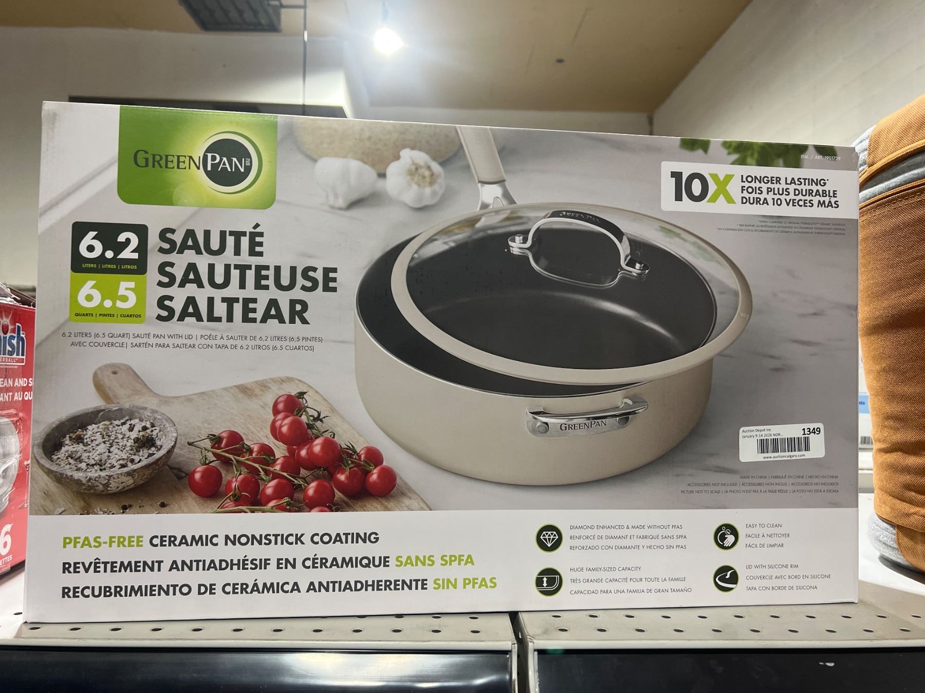 GreenPan 6.2 Quart Saute Pan with Lid, Ceramic Nonstick Coating, PFAS-Free