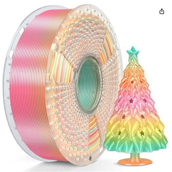 Sunlu Silk Rainbow 3D Printer Filament, 1.75mm, 1KG Spool