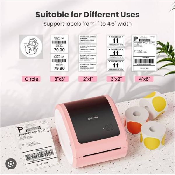 Omezizy D520-BH Label Printer, Pink/White, Applicable Paper Size 20-118mm