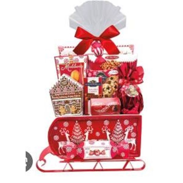 Christmas-Themed Decorative Sleigh With Assorted Treats