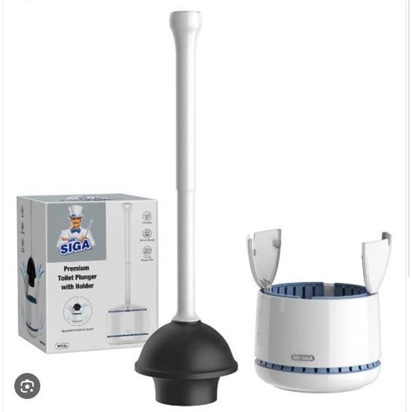 Mr. Siga Premium Toilet Plunger With Holder in White